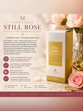 Latoua Mille Still Rose Body & Hair Fragrance Mist 55 ml / 1.86 fl oz – Soft Flo